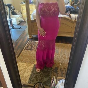 Tadashi Pink Strapless Dress Evening Gown Size Medium